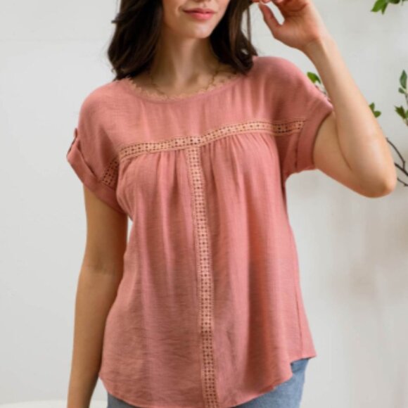 Paradise Dusty Apricot Lace Top - Picture 1 of 7